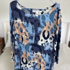 Diane von Furstenberg Silk Mini Dress, size 8, Blue Leopard Print